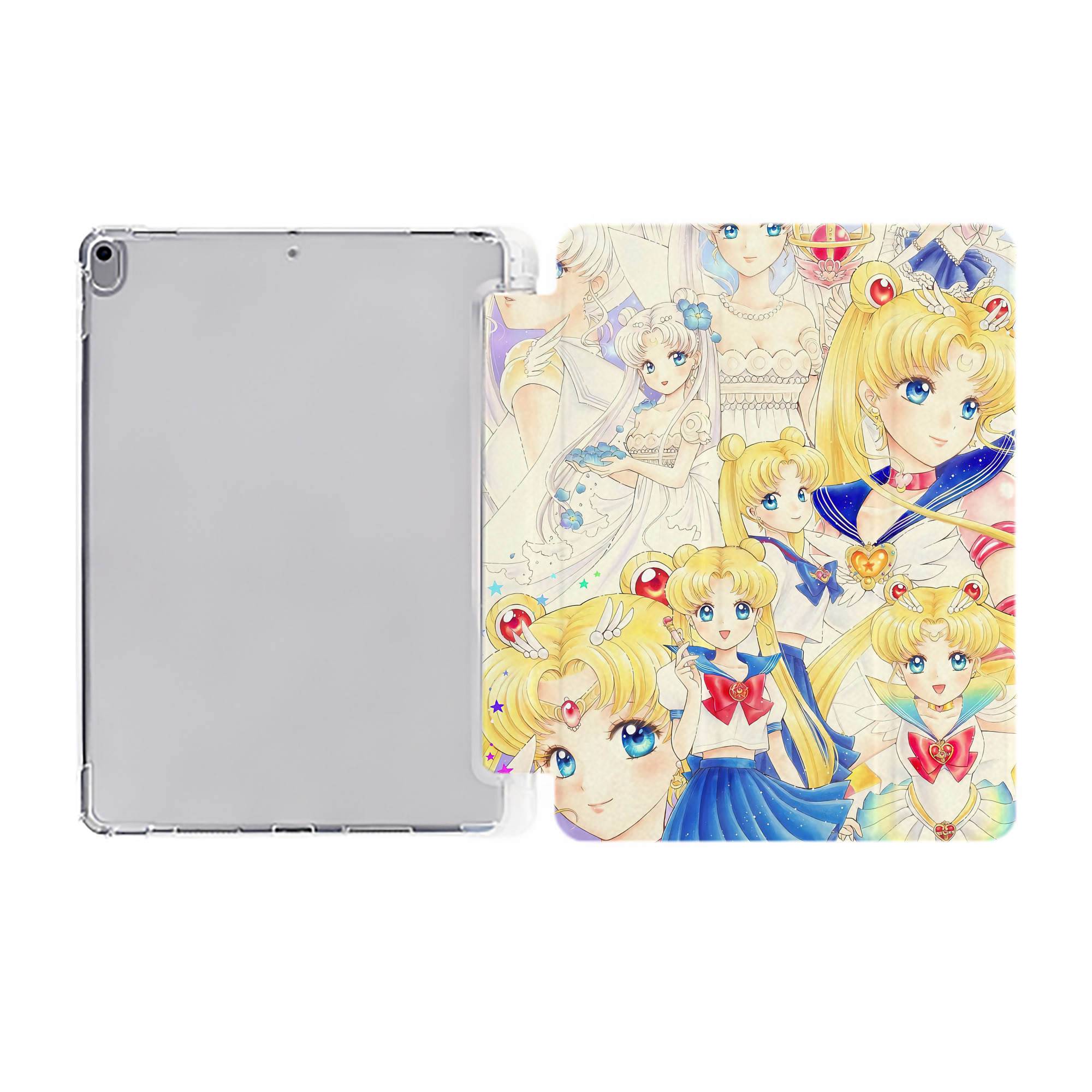 （画像用） 美少女戦士セーラームーン Sailor Moon IPad ケース ペン収納付き 三つ折りスタンド PUレザー×シリコン 対応機種9.5/10.5/10.9インチ
